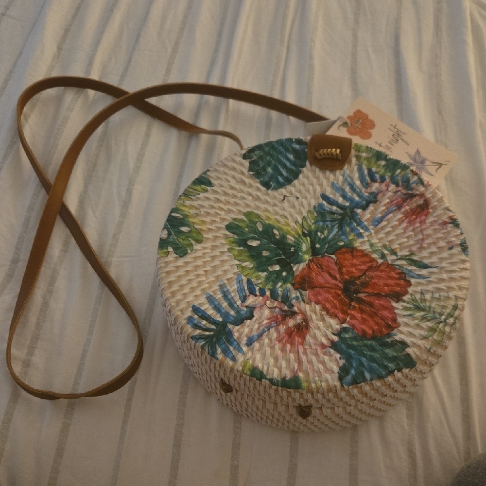Haute Hippie Floral Woven Crossbody Bag